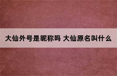 大仙外号是昵称吗 大仙原名叫什么